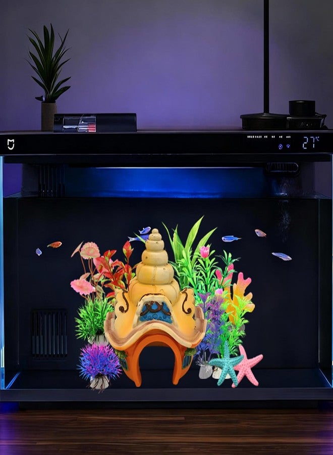 GOFYLIN Fish Tank Decorations kit, Aquarium Decor Sea Shell House x 1pc, Fish Tank Accessories Aquatic Plants x 8pcs, Starfish x 2pcs, Coral x 1pcs. - Image 5